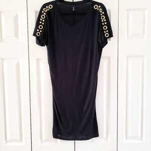 Alexandre Vauthier MSRP $1200 Grommet Studded Black Jersey Minidress FR36|US 6